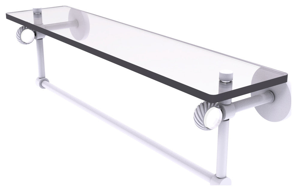 Clearview 22" Glass Twist Accent Shelf and Towel Bar, Matte White