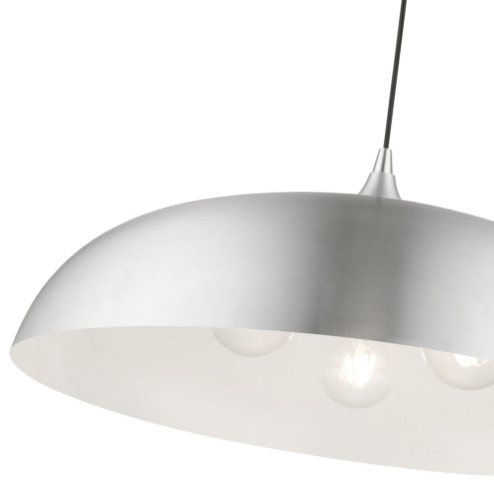 Amador 3 Light Brushed Aluminum With Polished Chrome Accents Large Pendant