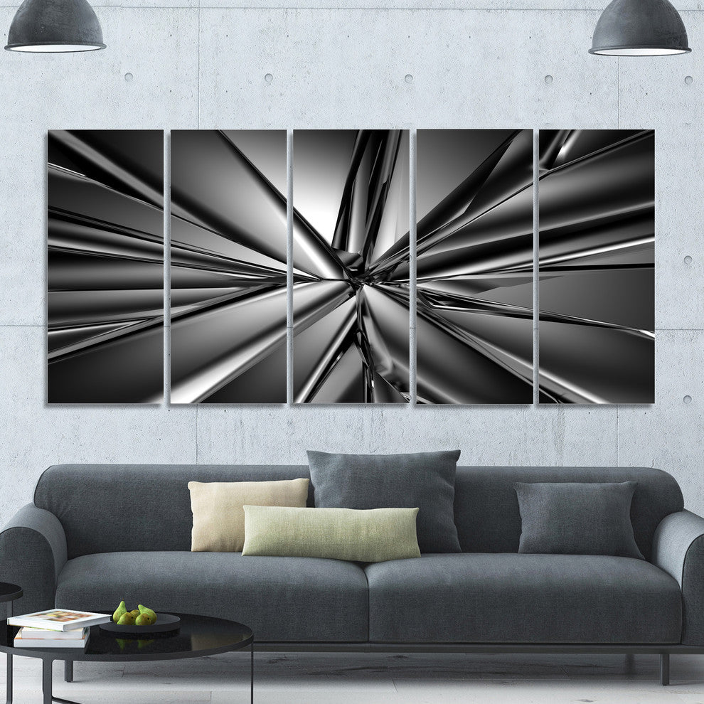 Futuristic Crystal Background, Abstract Canvas Art Print, 60"x28", 5 Panels