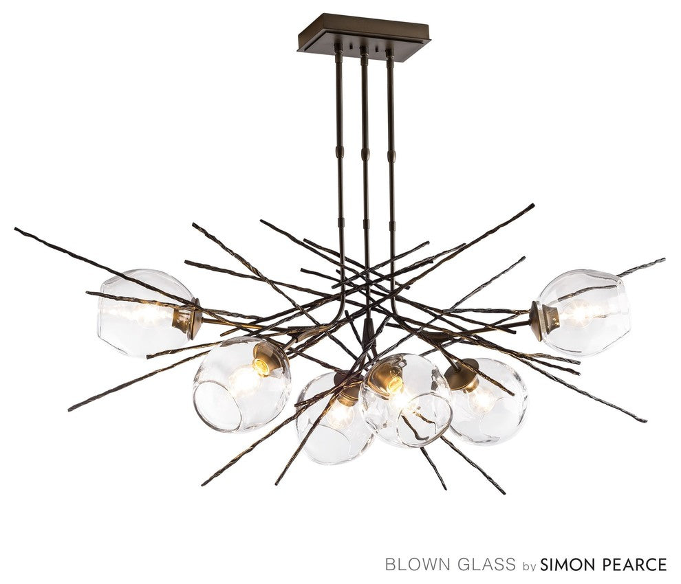 Griffin Pendant, Soft Gold Finish, Clear Glass