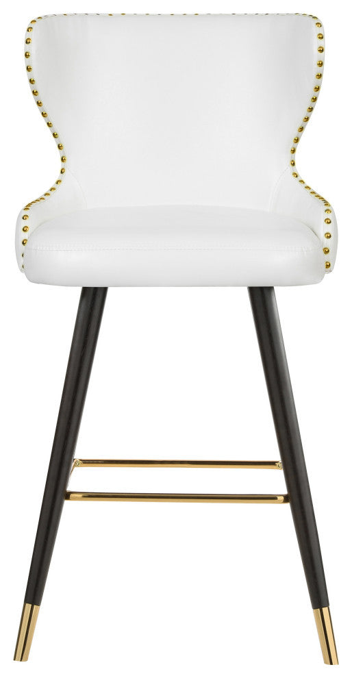 Hendrix Faux Leather Upholstered Bar Stool, Set of 2, White