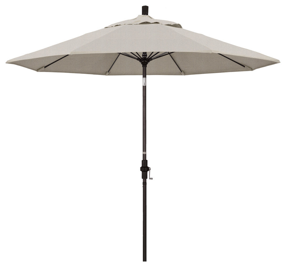 9' Bronze Collar Tilt Lift Fiberglass Rib Aluminum Umbrella, Olefin, Woven Granite