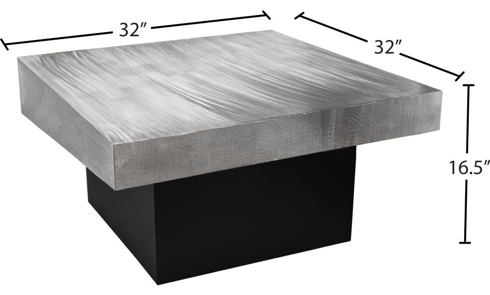 Palladium Textured Metal Coffee Table, Silver