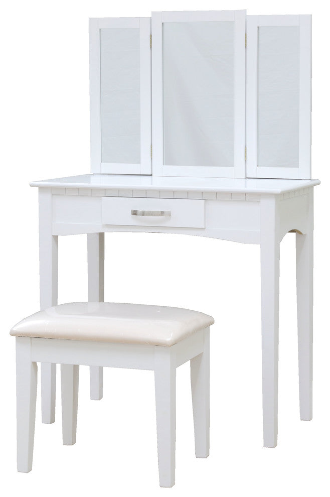 Wood 3 Pc Vanity Set, White