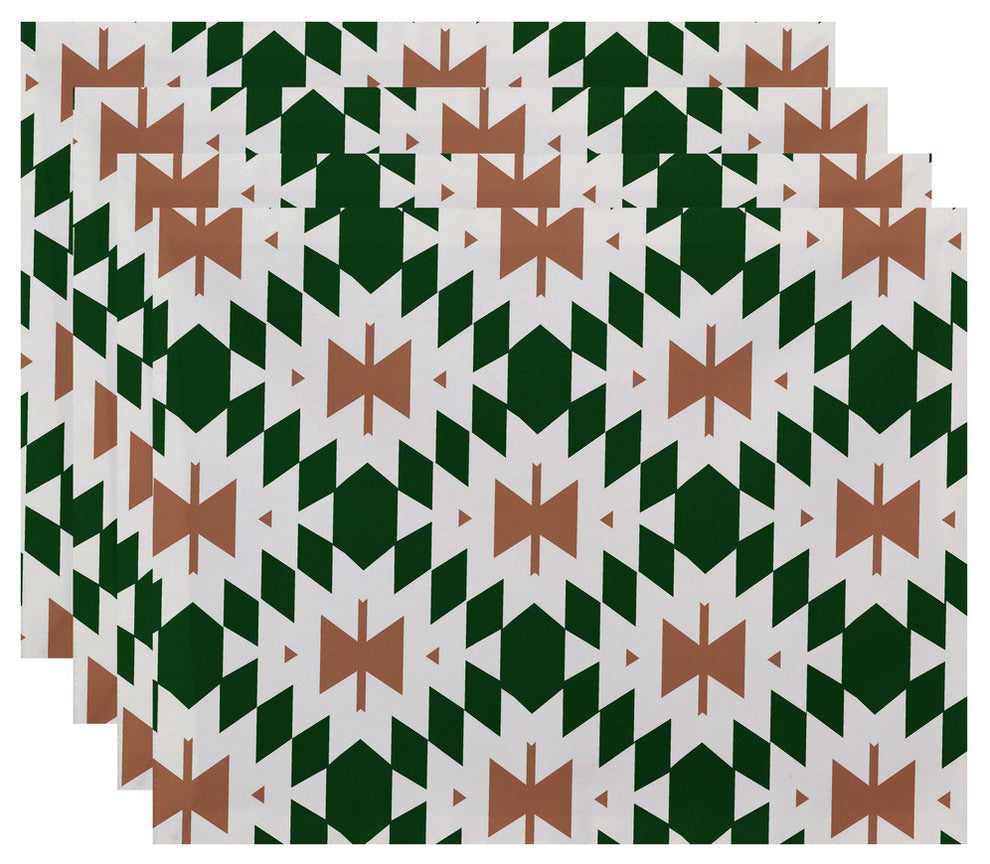 Patna Geometric Print Placemat, Set of 4, Green