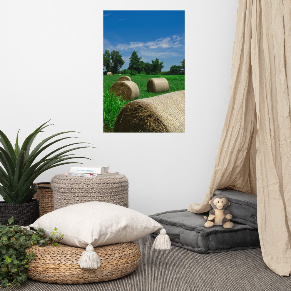 Hay Whatcha Doin in the Field Rural Unframed Wall Art Print, 24" X 36"