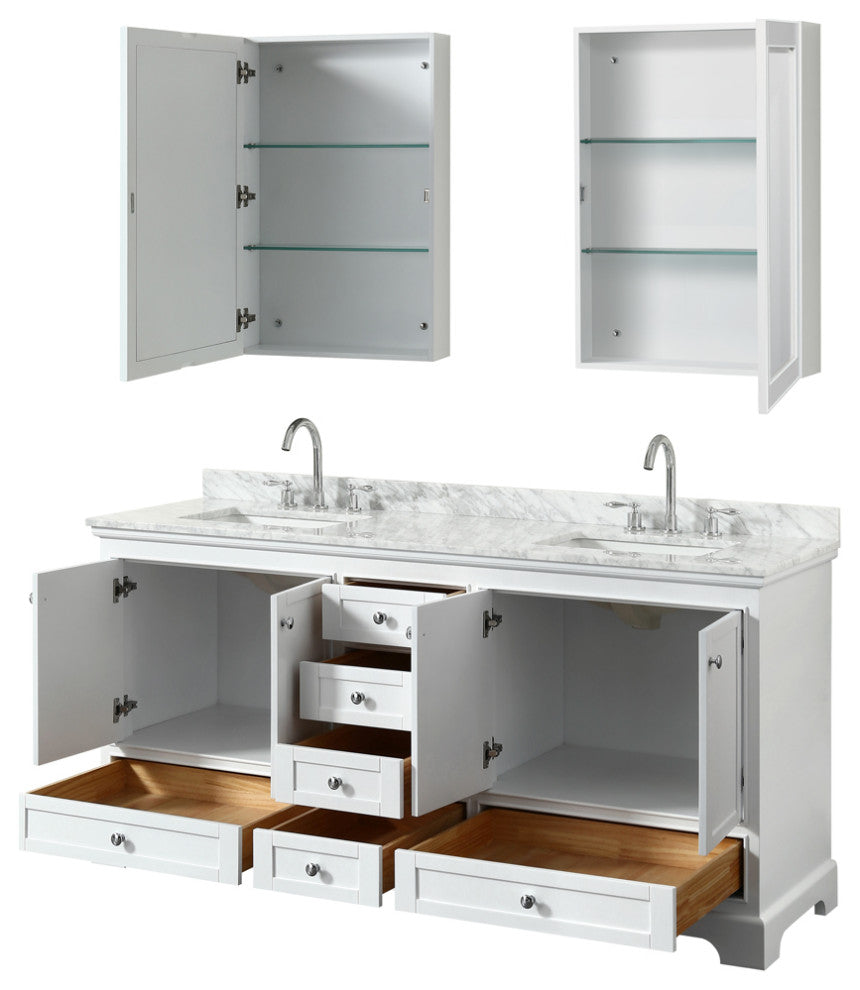 Wyndham WCS202072DWHCMUNSMED Double Vanity In White With Medicine Cabinets