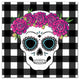 Sugar Skull Buffalo Check Print on Canvas