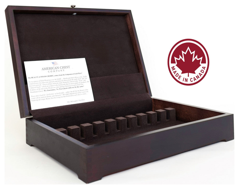 #FCan1 Canadian MONTREAL Flatware Chest; Solid Basswood w/ DARK Mahogany finish