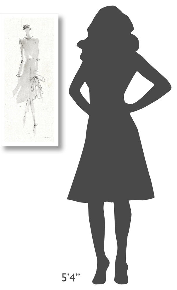 "La Fashion I Gray" Digital Paper Print by Anne Tavoletti, 14"x32"