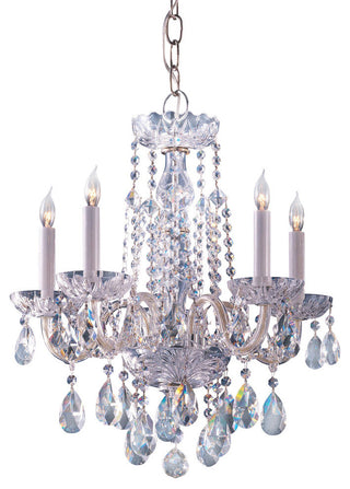 Traditional Crystal 5 Light Mini Chandelier, Polished Chrome