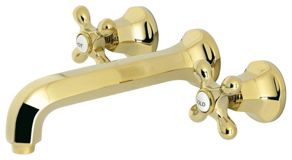 KS4022AX 2-Handle Wall Mount Tub Faucet, Polished Brass