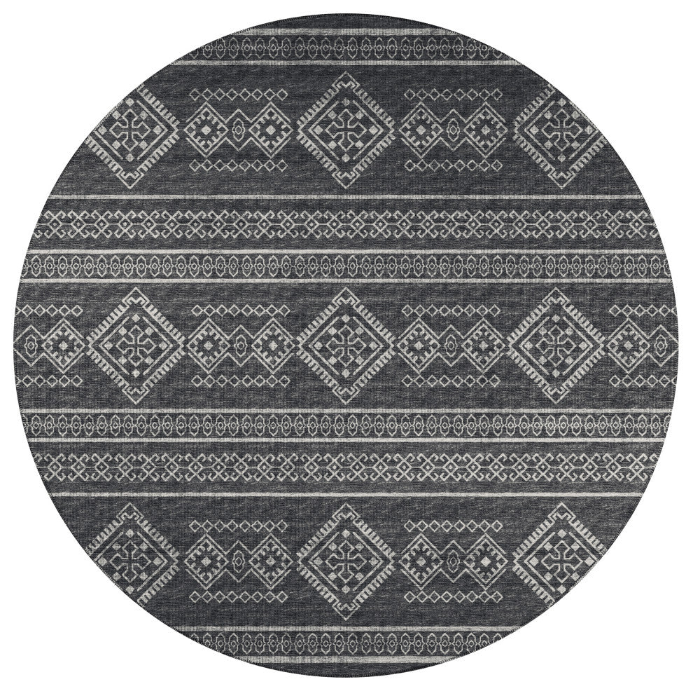 Indoor/Outdoor Sedona SN14 Midnight Machine Washable 10' x 10' Round Rug
