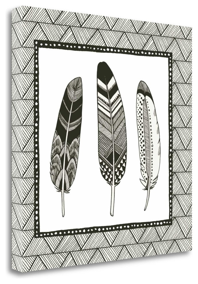 "Geo Feathers I" By Sara Zieve Miller, Giclee Print on Gallery Wrap Canvas