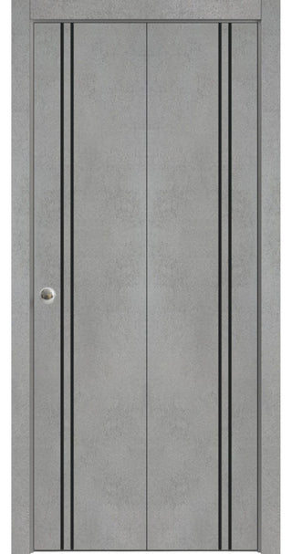 Bi-fold Doors 72 x 84 | Planum 0016 Concrete with  | Sturdy Tracks