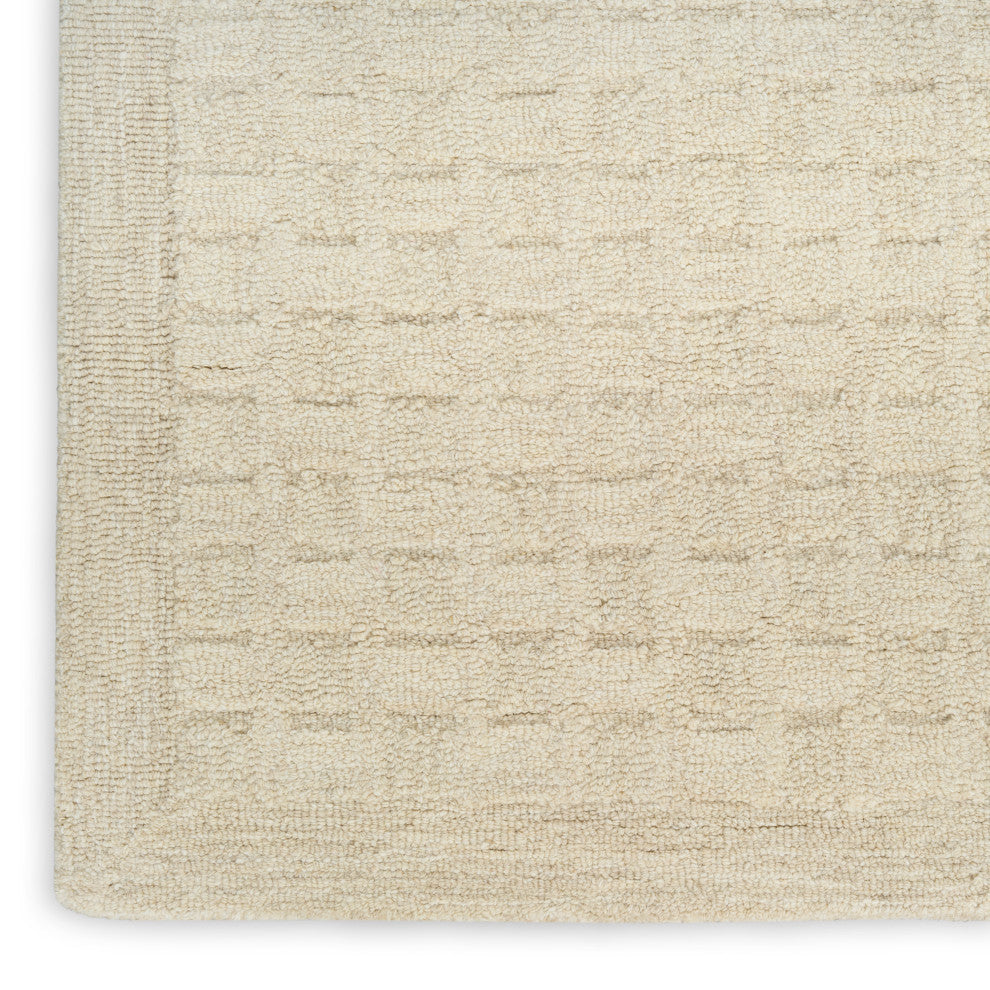 DKNY Pure Grids 2'3" x 7'6" Ivory Beige Contemporary Indoor Rug
