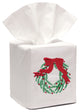 Linen Tissue Box Cover, Christmas Wreath