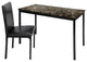 Contemporary Desk, Faux Marble Tabletop With Faux Leather Chair, Brown/Black