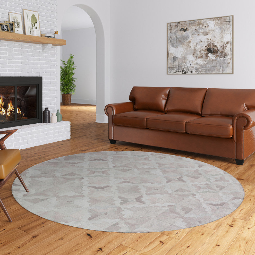 Indoor/Outdoor Stetson SS8 Linen Machine Washable 10' x 10' Round Rug