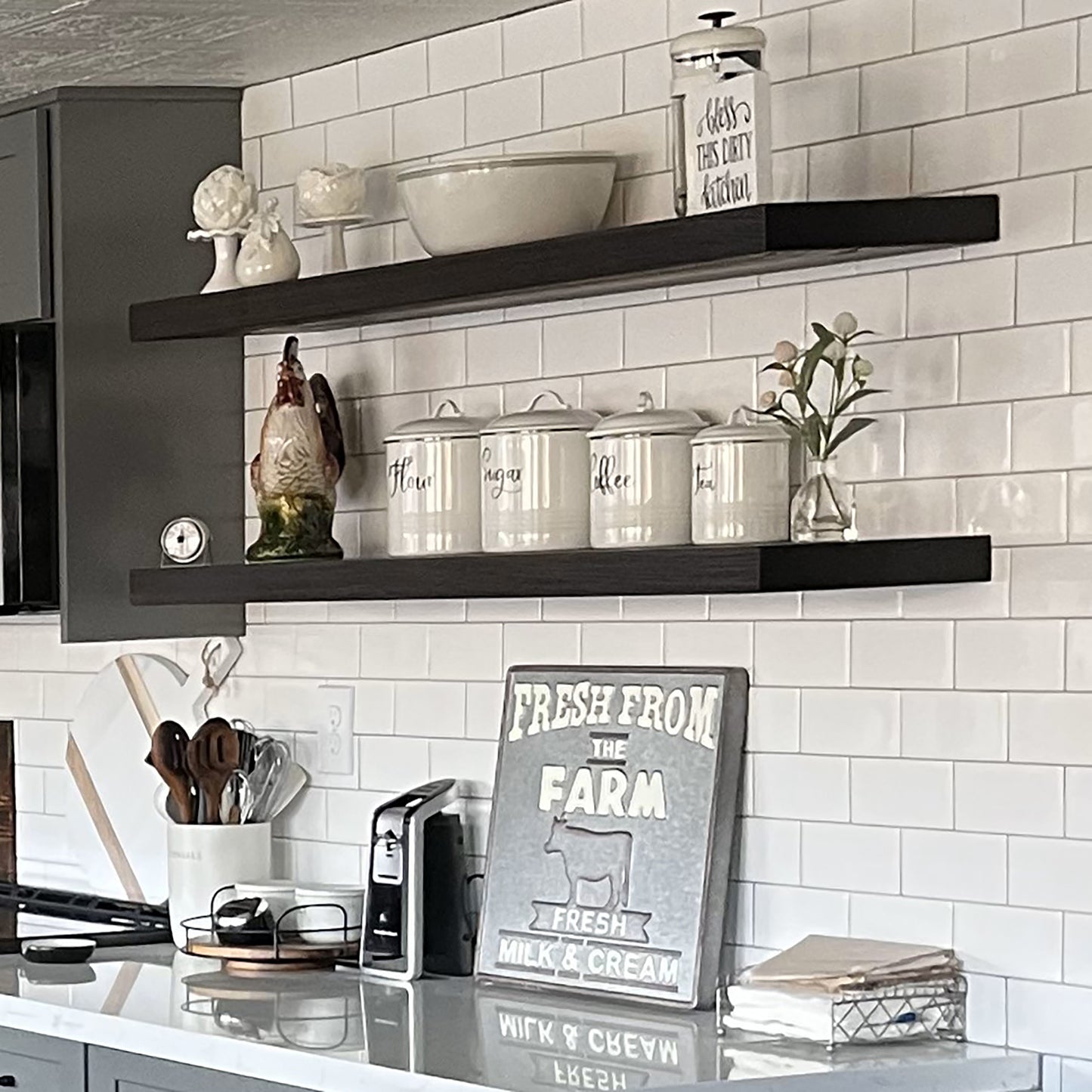 2"x12" Deep Rustic Floating Shelf, Easy Hang Mounting Included, Black, 72"