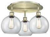 Innovations Athens 3 19.75" Flush Mount Antique Brass