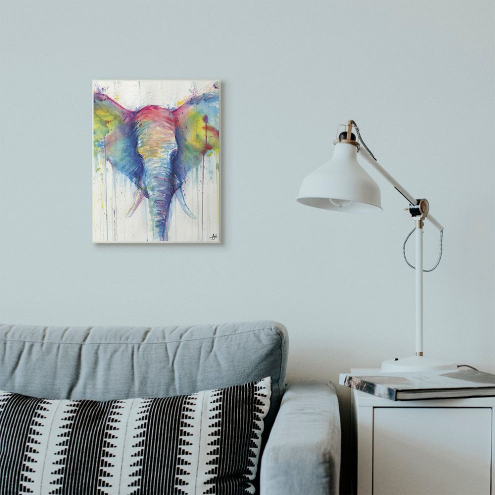 Stupell Industries Colorful Abstract Elephant Portrait Animal, 13 x 19