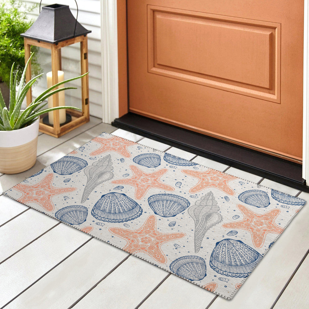 Indoor/Outdoor Seabreeze SZ4 Flax Machine Washable 1'8" x 2'6" Rug