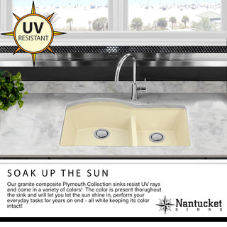 Nantucket Sinks Large Double Bowl Prep Station Topmount Granite Composite, White