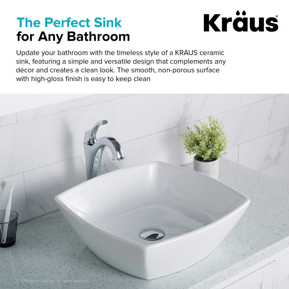 Elavo Ceramic Square Vessel White Sink