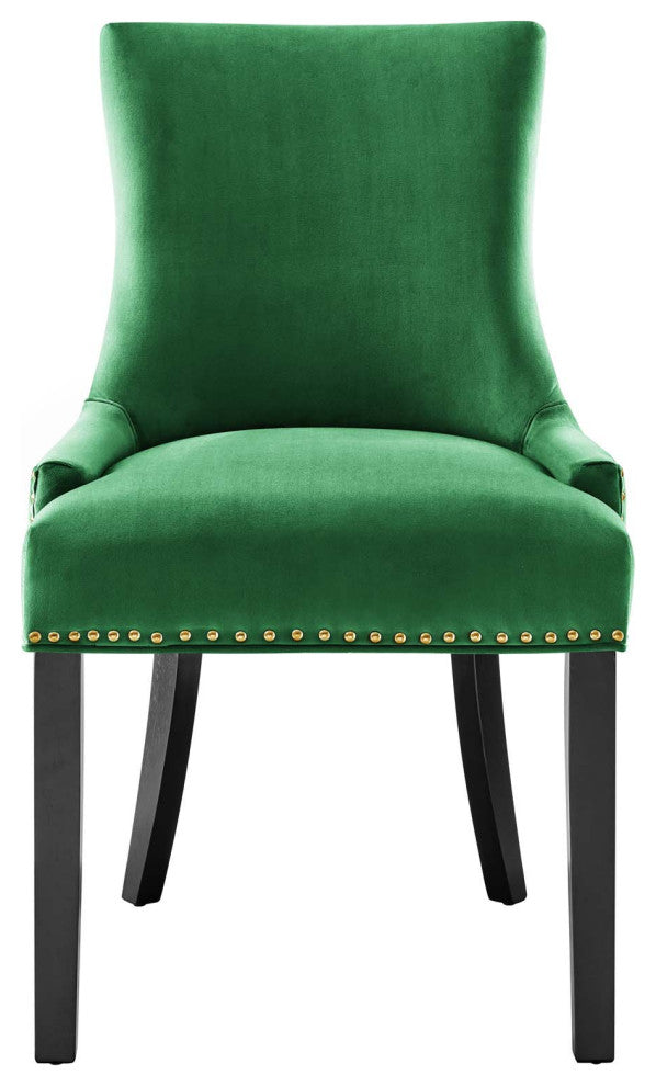 Dining Chair, Nailhead, Set of 2, Green, Velvet, Modern, Bistro Hospitality