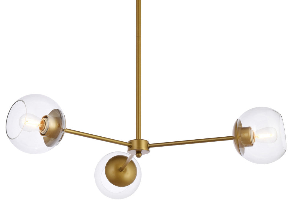 Brooke 32" Pendant, Brass With Clear Shade