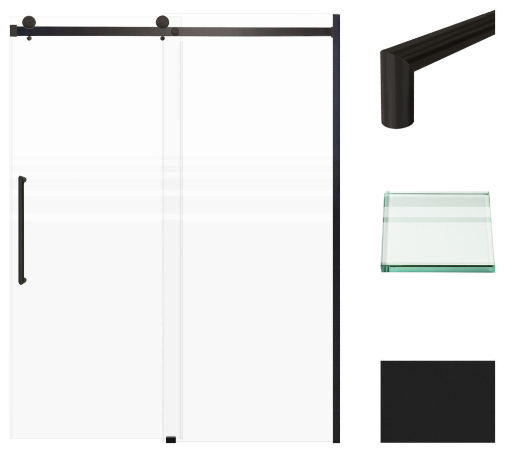 Transolid Madeline 60"x76" Frameless Shower Door with Fixed Panel in Matte Black