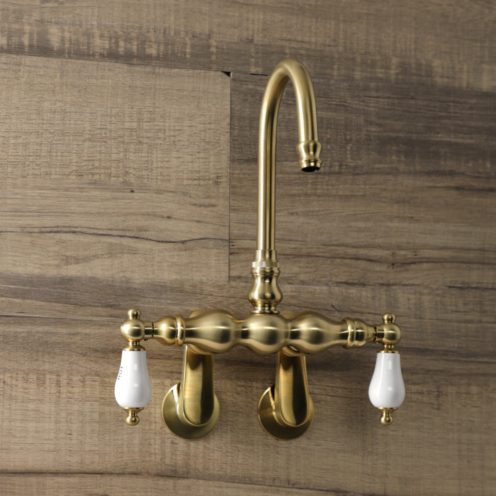 AE85T7 Adjustable Center Wall Mount Tub Faucet, Brushed Brass