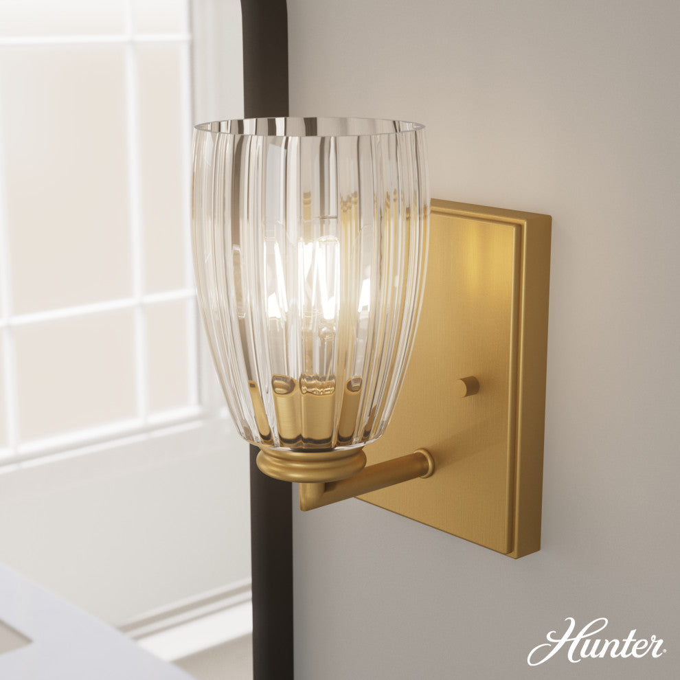 Rossmoor Luxe Gold With Clear Glass 1 Light Sconce Wall Light Fixture