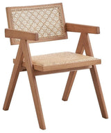 ACME Furniture Velentina 18" Rattan & Wood Arm Chair in Natural (Set of 2)