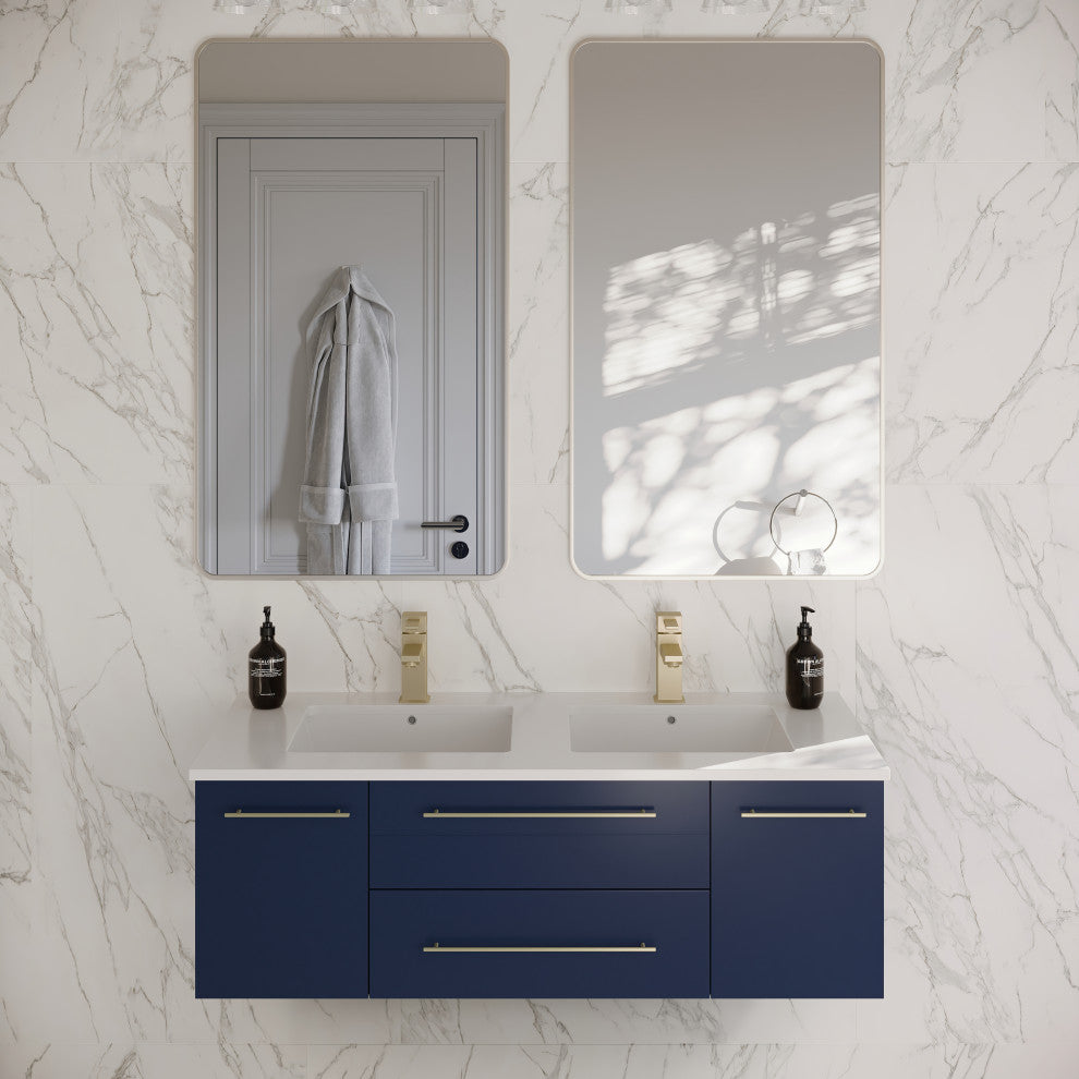 Fresca Lucera Royal Blue Wall Mount Undermount Sink Modern Bathroom Cabinet, 48"
