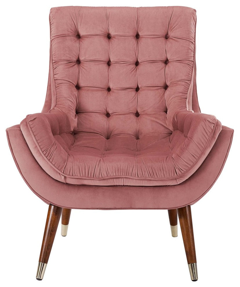 Dusty Rose Suggest Button Tufted Performance Velvet Lounge Chair