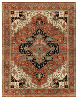 Fine Serapi Hand-Knotted New Zealand Wool Rust/Ivory Area Rug, 8'x10'