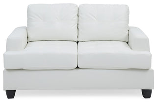 Rowley Love Seat, White Pu