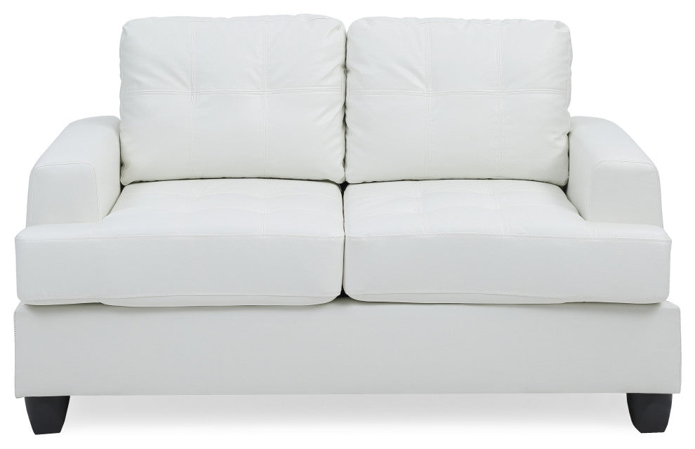 Rowley Love Seat, White Pu