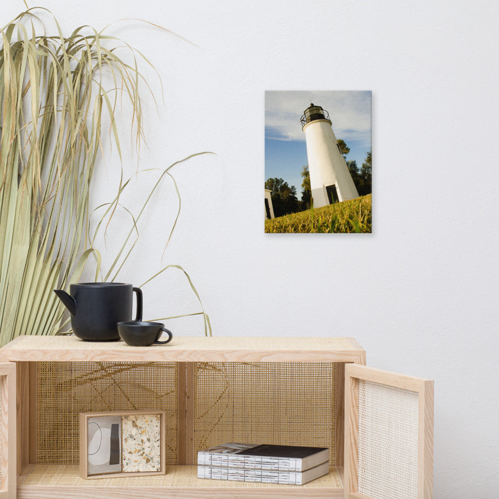 Turkey Point Lighthouse Coastal Landscape Photography Canvas Wall Art, 12" X 16"