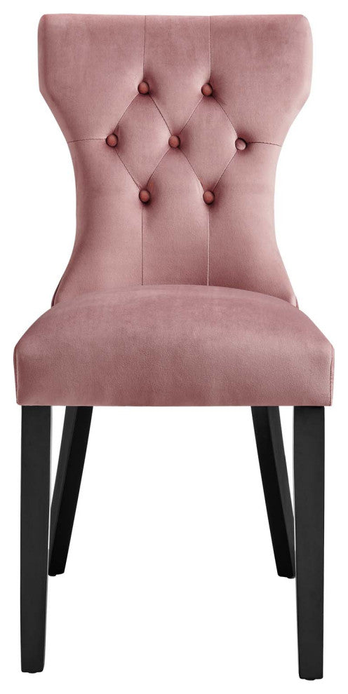 Silhouette Performance Velvet Dining Chairs, Set of 2, Dusty Rose
