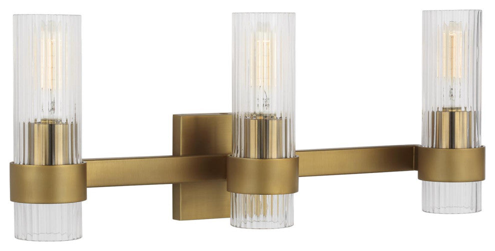 Geneva 3-Light Vanity, Burnished Brass