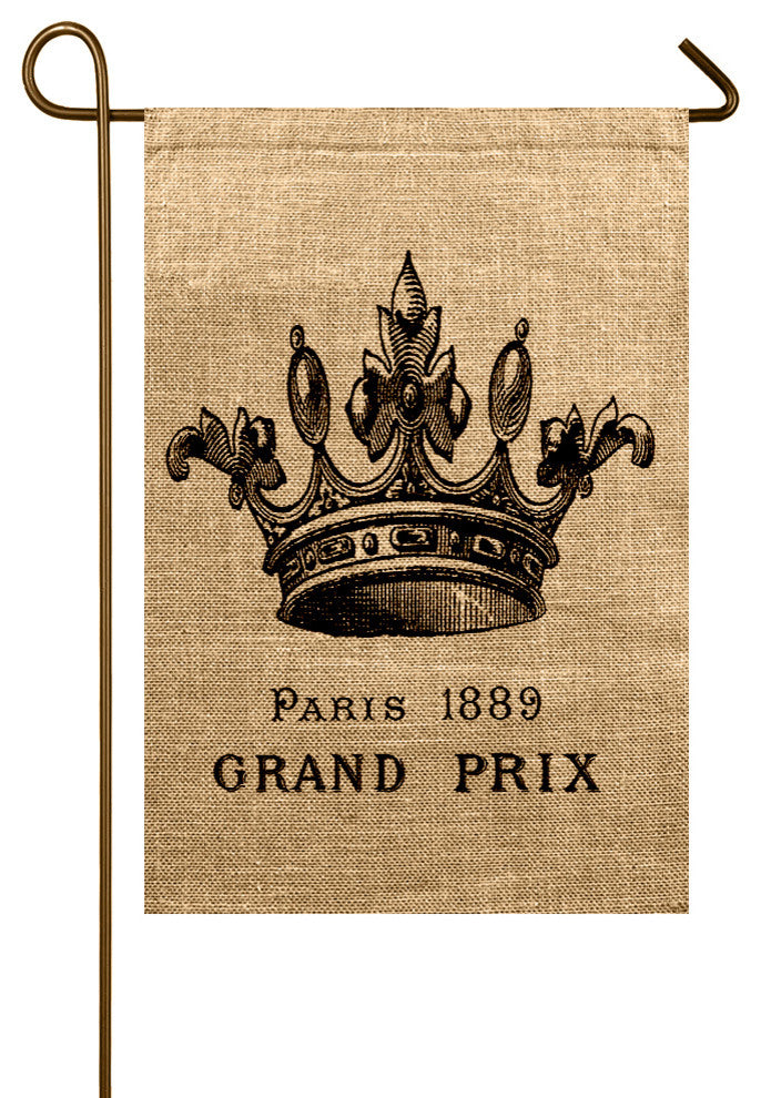 Crown Burlap Garden Flag