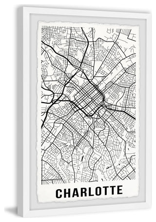 "Charlotte Map" Framed Painting Print, 12x18