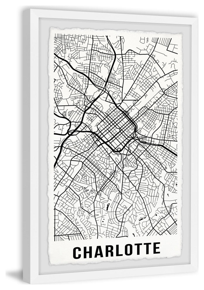 "Charlotte Map" Framed Painting Print, 12x18