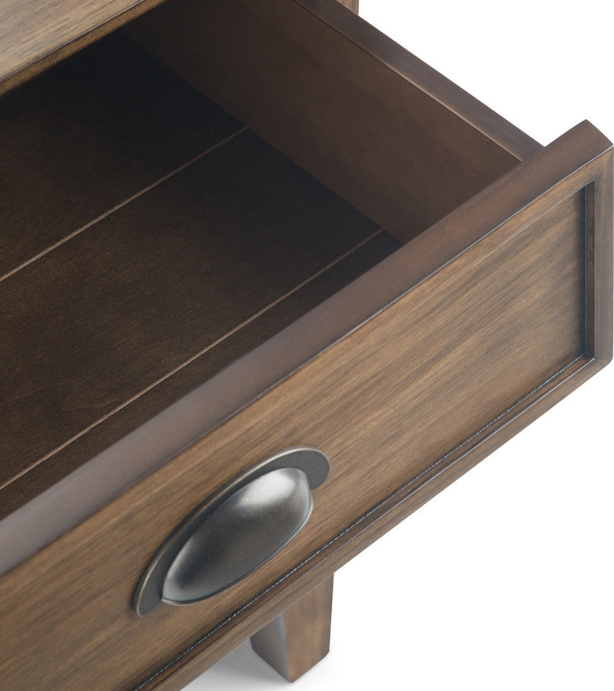 Acadian Solid Wood Bedside Table, Natural Aged Brown