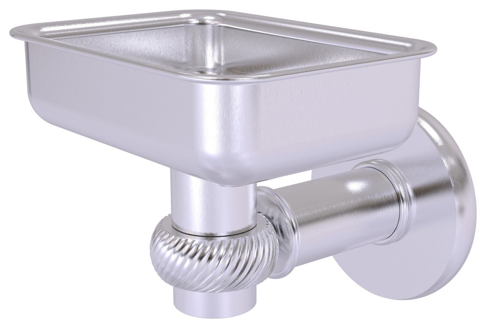 Continental Wall Mount Soap Dish Holder With Twist Accents, Satin Chrome