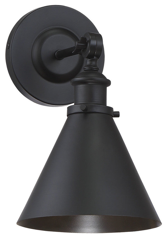 Glenn 1-Light Wall Sconce, Matte Black, 12"