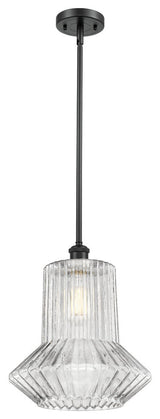 1-Light Springwater 12" Pendant, Matte Black, Shade: Clear Crystal